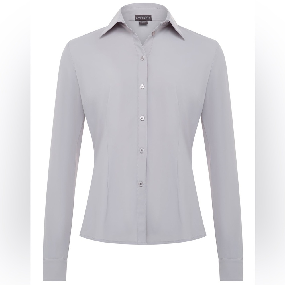 Ameliora Boyfriend Button Up travel wrinkle free Shirt New $140